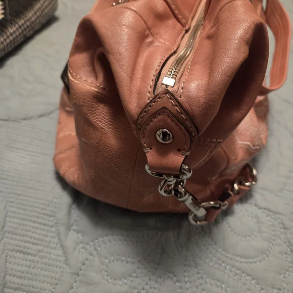 Coach Peach Satchel with Silver Accents - Picture 4 of 12